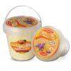 Hajabdullah saffron flavour cotton candy bucket with fluffy yellow fairy floss in resealable packaging